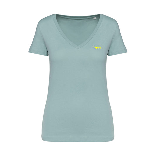 Damen Shirt V-Ausschnitt happy
