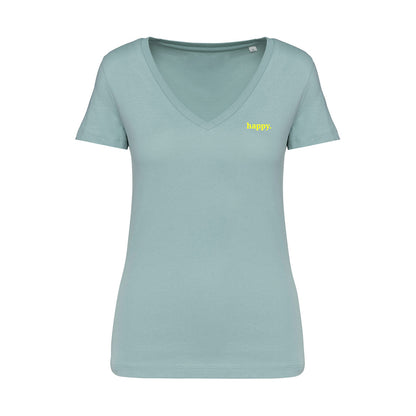 Damen Shirt V-Ausschnitt happy