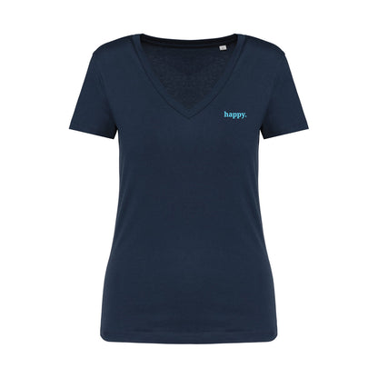 Damen Shirt V-Ausschnitt happy