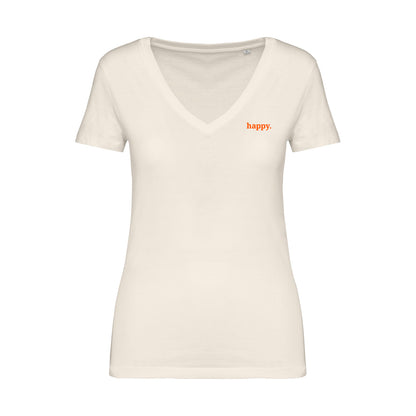 Damen Shirt V-Ausschnitt happy