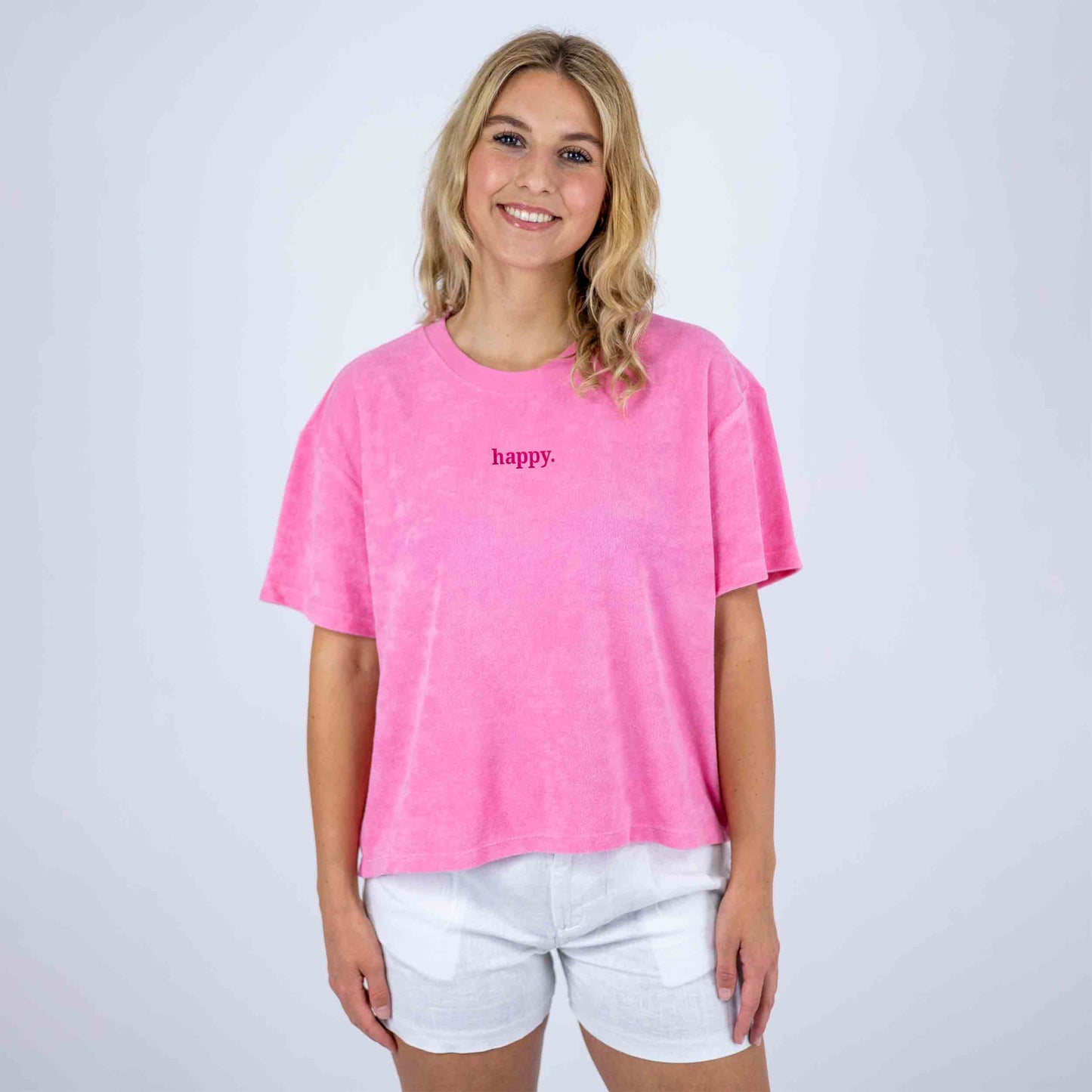 Frottee Damen Shirt happy