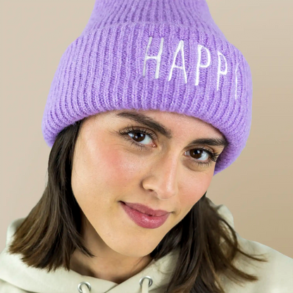 Color Plush Beanie HAPPY
