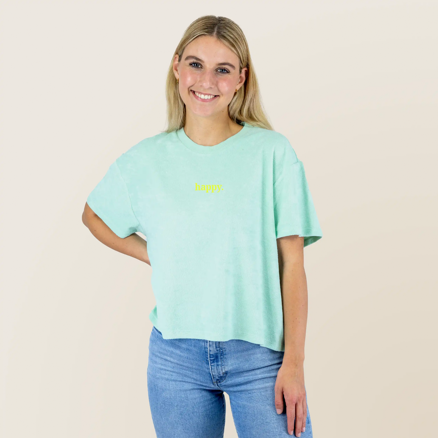 Frottee Damen Shirt happy