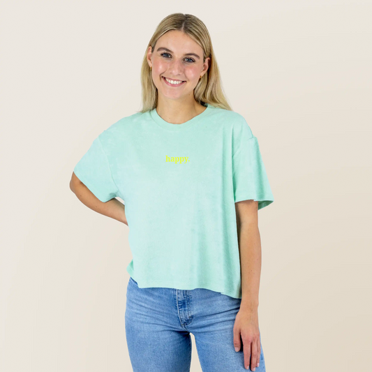 Frottee Damen Shirt happy