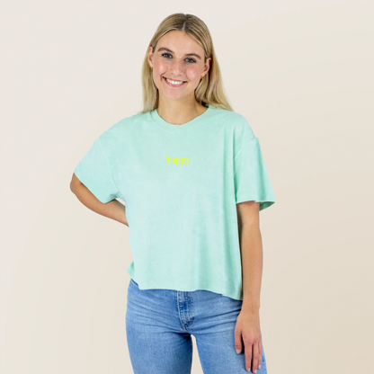 Frottee Damen Shirt happy