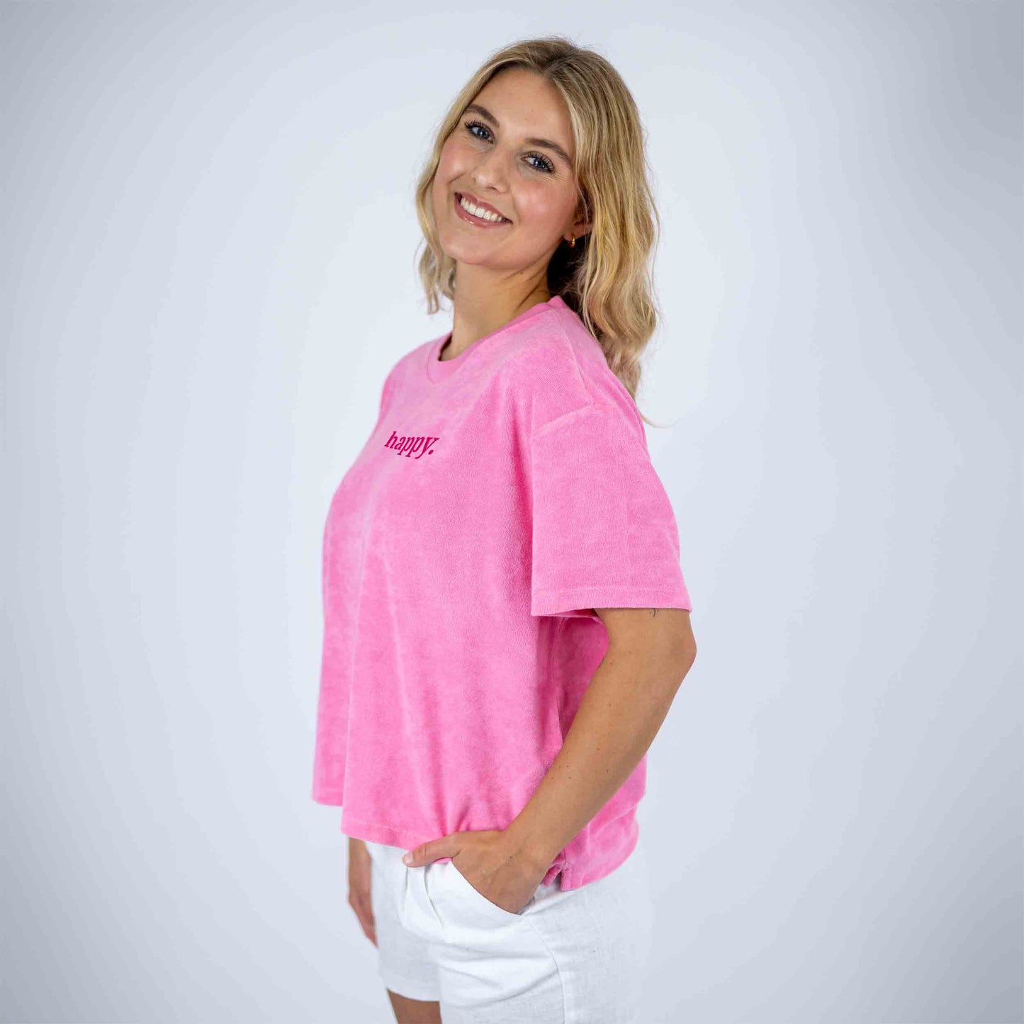 Frottee Damen Shirt happy