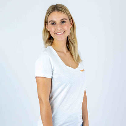 Damen Shirt V-Ausschnitt happy